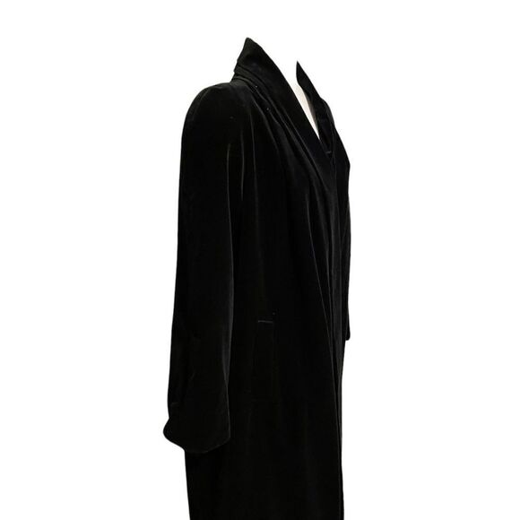 Vintage 80s Black Velvet Collections Overcoat Dress Coat Size Medium - Picture 5 of 8